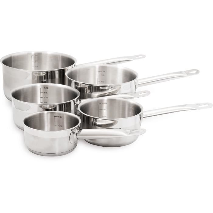 Batterie de cuisine - Tous feux dont induction - Baumalu - Acier inoxydable - 5 pièces 12 à 20 cm - Inox - Gris