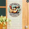 Retro Chicken Coop Tin Wall Art Hanging Decor Sign Farmhouse Round Metal Plaque