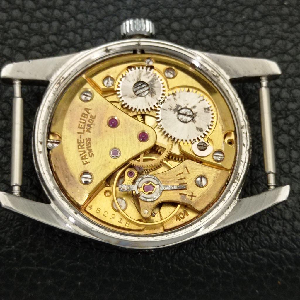 VINTAGE FAVRE LEUBA SEA KING 101 HAND-WINDING SWISS MENS BLACK WATCH A702006-5 R208-a702006