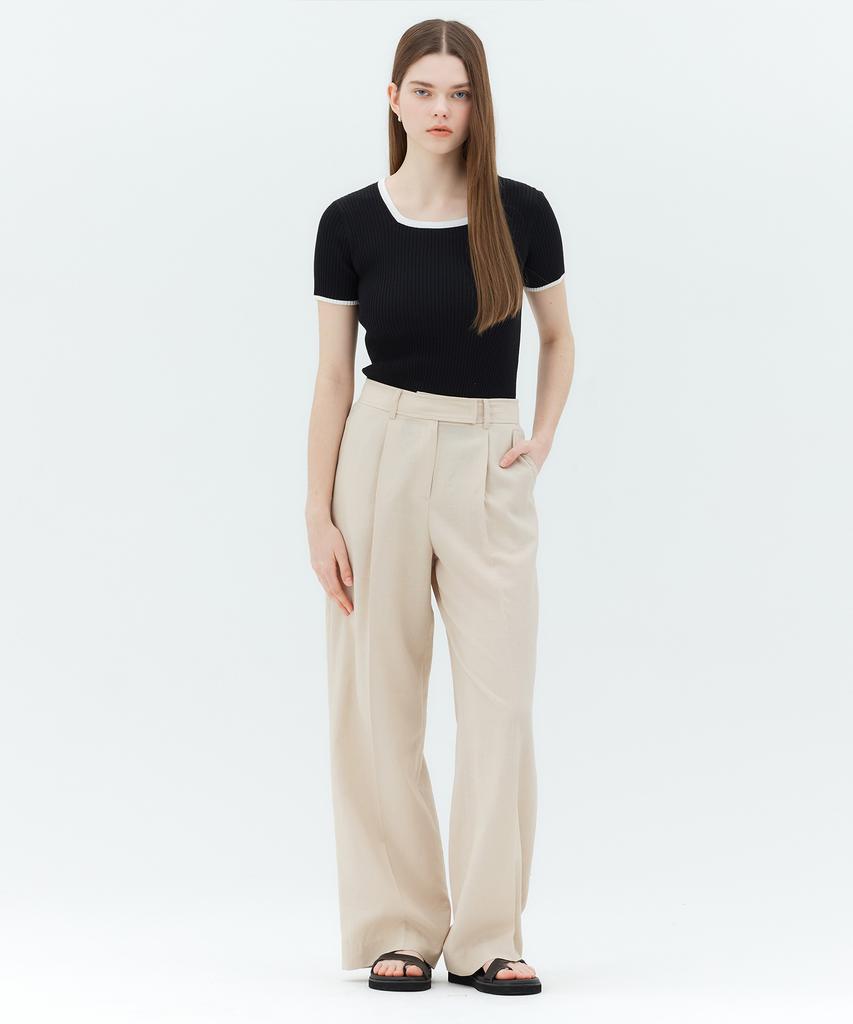 MIND BRIDGE WOMEN [W] Single-Pleat Wide Slacks - 3Color Mypt3203