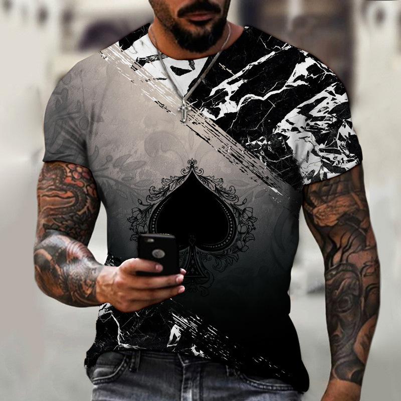 Men's Printed Color Cross 3D Short Sleeved T-shirt Summer Casual Sportswear Shirt