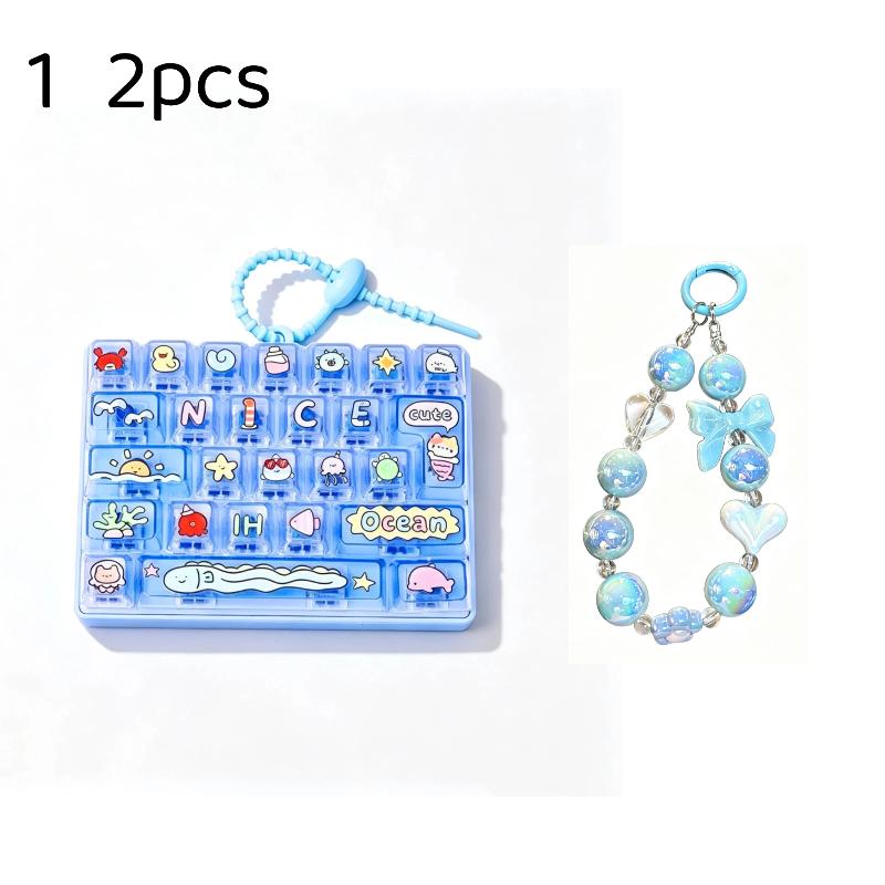1/2Pcs 26 Key Press Button Stress Relief Toy Cute Portable Decompression Fidget Gadget Lightweight Bag Ornament for Outdoor Use