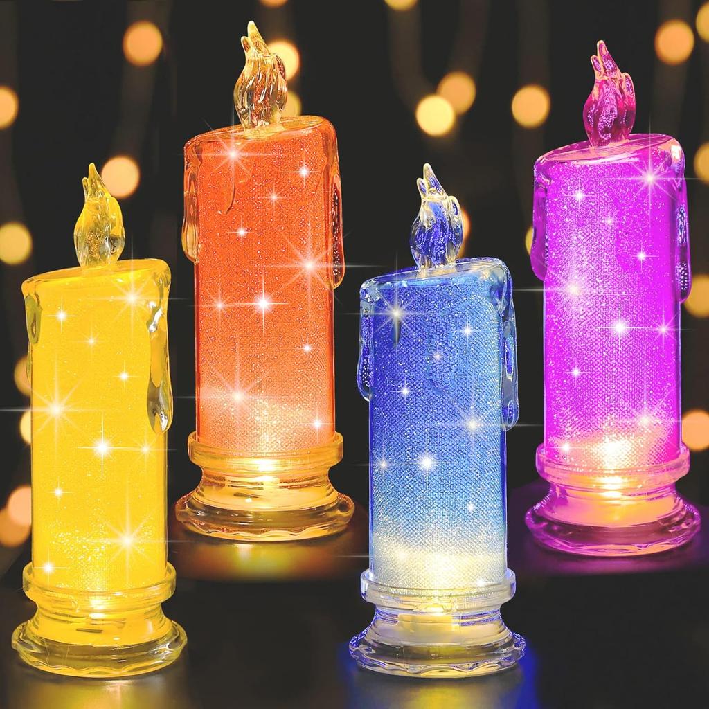 4PCS White LED Candles,Flameless Pillar Candle,Battery Operated Candles/Fake Candle, Velas Artificiales para Decoracion for Valentine Wedding
