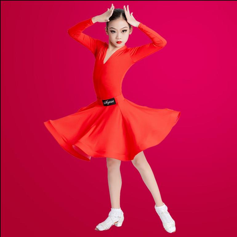 

Children s Latin dance costume,girls dance costume,children s practice costume girls short sleeved one-piece Latin dance 110 красный