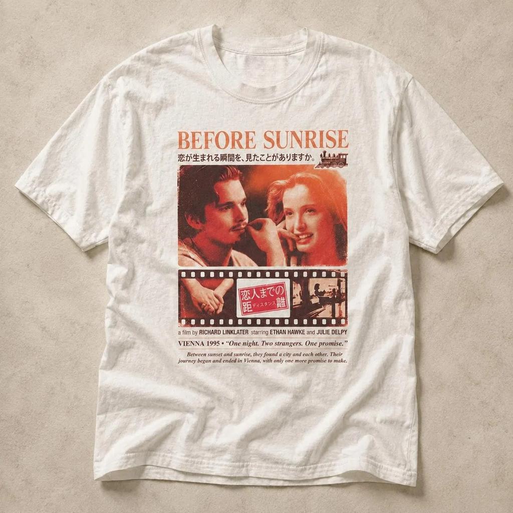 Antes del Amanecer Póster de Película Camiseta Indie Unisex Rounisexce Camiseta Gráfica de Película Verano Unisex Suelta Y Transpirable Camiseta de Algodón Top