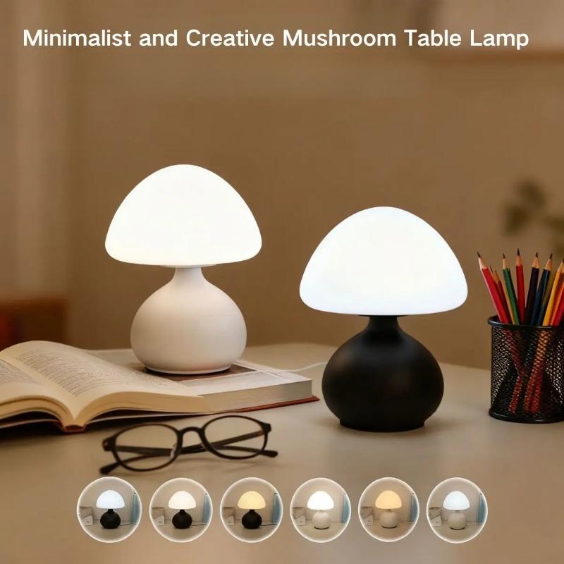 LED Mushroom Desk Lamp USB Three Color Adjustable Bedroom Living Room Study Desktop Decoration Cream Style Warm Atmosphere