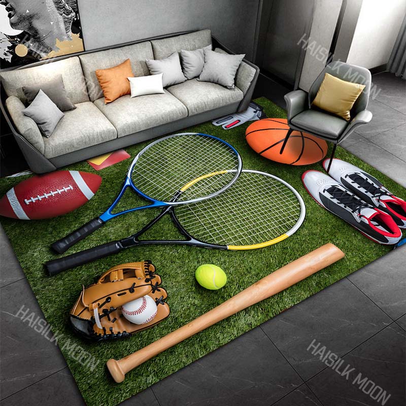 

Various sports equipment display Print Carpet Rug for Living Room Bedroom Sofa Doormat Home Decor Non-slip Floor Mat 40x60cm