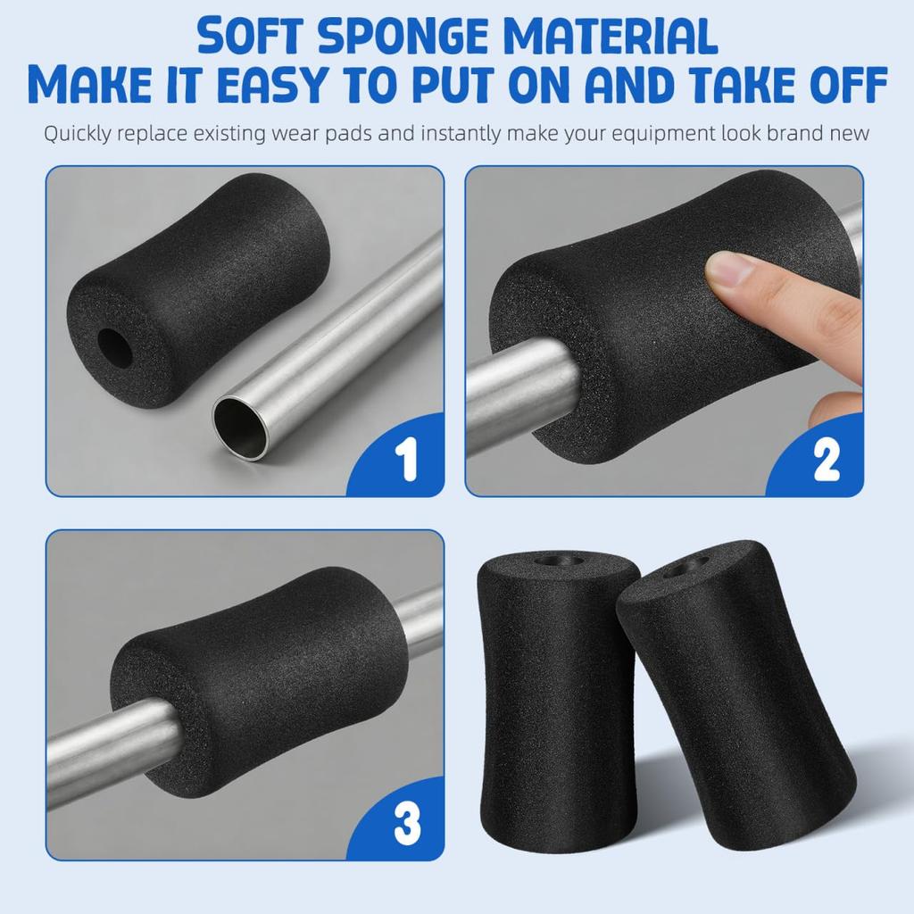 SAFIGLE Gym Equipment Sponge Tubes, 12-Piece Set, Replacement Roller Pads and Foot Pads, 22mm Inner Diameter x 75mm Outer Diameter x 13.5cm Long, Vers