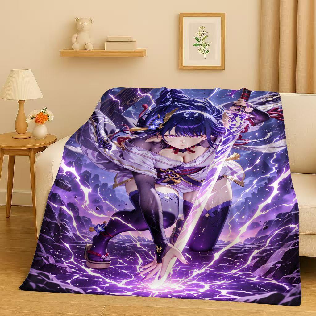 3D Genshin Impact Game Cartoon Flannel Blanket,Ultra Soft Warm Plush Throw for Home Bedroom Bed Sofa Cover Picnic Girl Gift