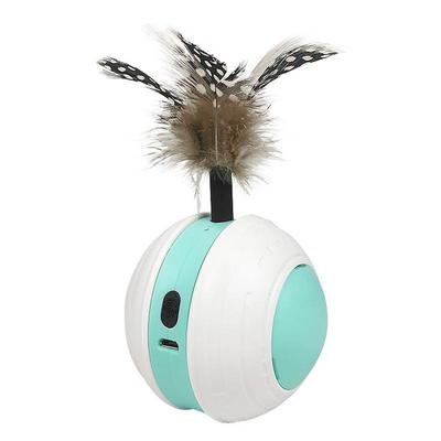 Automatisches Beweglicher Ball Puzzle Spielzeug Katze Teaser Ball Automatisches Bewegen mit Schwanzfeder 2 Modi Katzenball USB Wiederaufladbar Smart Cat