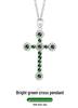 S925 Silber Inlay Natürliches Helles Grünes Jade Kreuz Anhänger für Männer und Frauen
