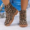 Women'S Leopard Print Platform Ankle Boots with Zipper Closure - Round Toe Low Heel, Faux Cover Upper Fabric Lining, TPR Sole for All-Season Comfort