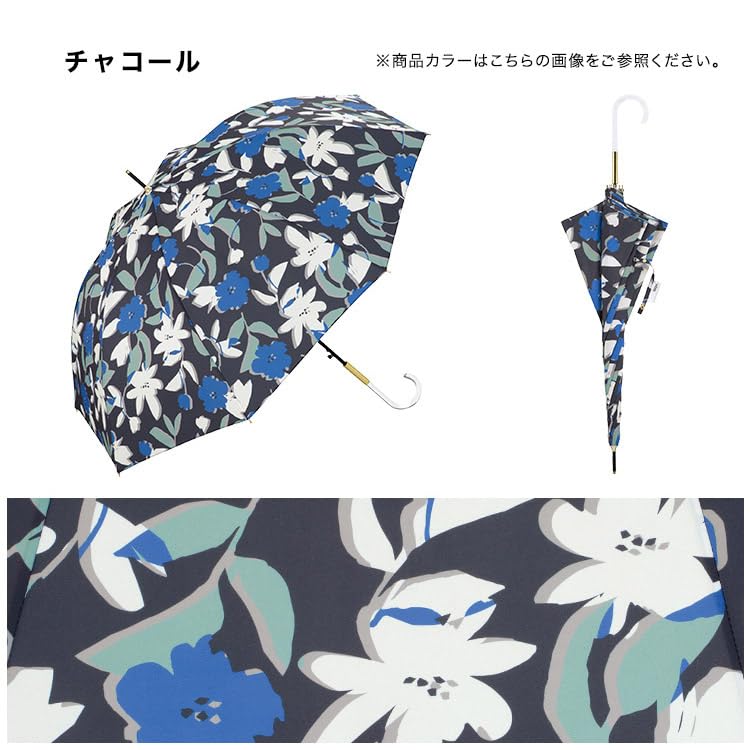 Touli Long 58cm Suitable for All and Stylish and Cute for Floral [2025] Wpc. Umbrella, Charcoal, Ribs, Large, Jump-friendly, Weather, Commuting,