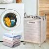 Plastic Narrow Seam Clothes Storage Baskets Space Saving Folding Dirty Clothes Basket  for Home Use