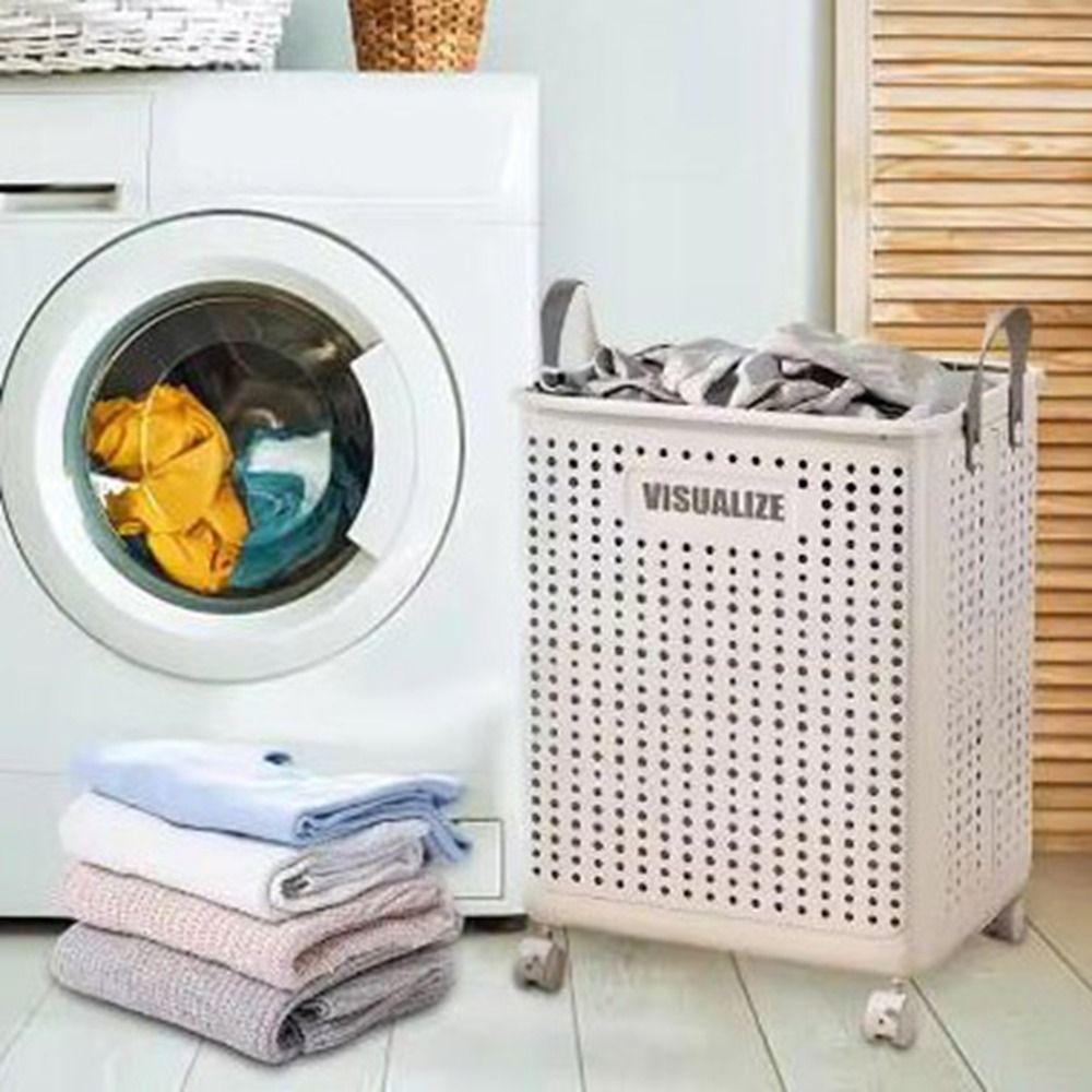 Plastic Narrow Seam Clothes Storage Baskets Space Saving Folding Dirty Clothes Basket  Laundry Room