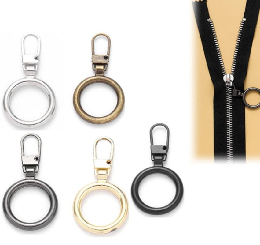 5Pcs Tool-Free Detachable Stylish Zipper Pull Metal Zipper Repair Replacement Slider DIY for Coat Jacket Backpack Handbags