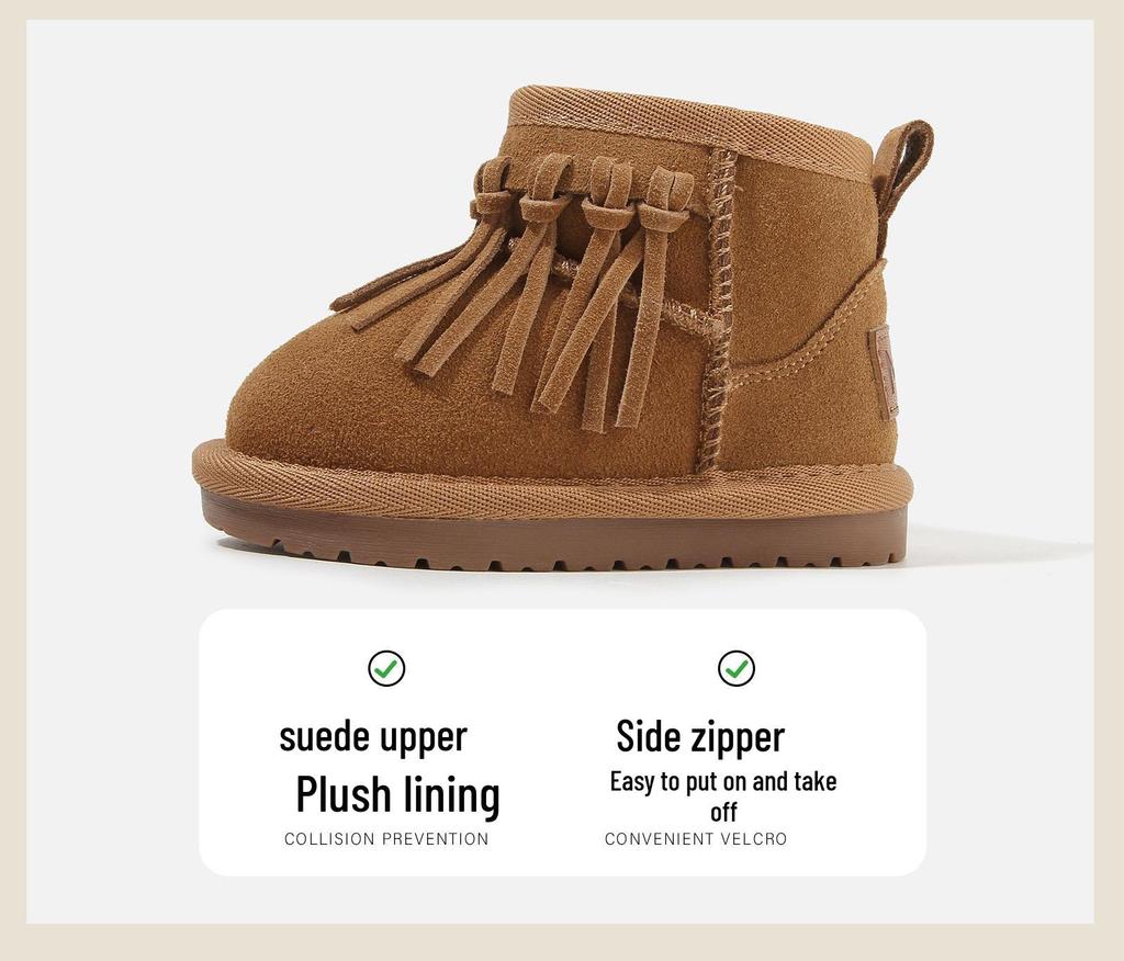 Baby Walker Girls' Snow Boots: Velvet-Lined, Non-Slip Winter Shoes