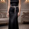 Silver Color Rhinestone Chain Belt Sparkle Full Diamond Belt Full Crystal  Corset Belt  Gift
