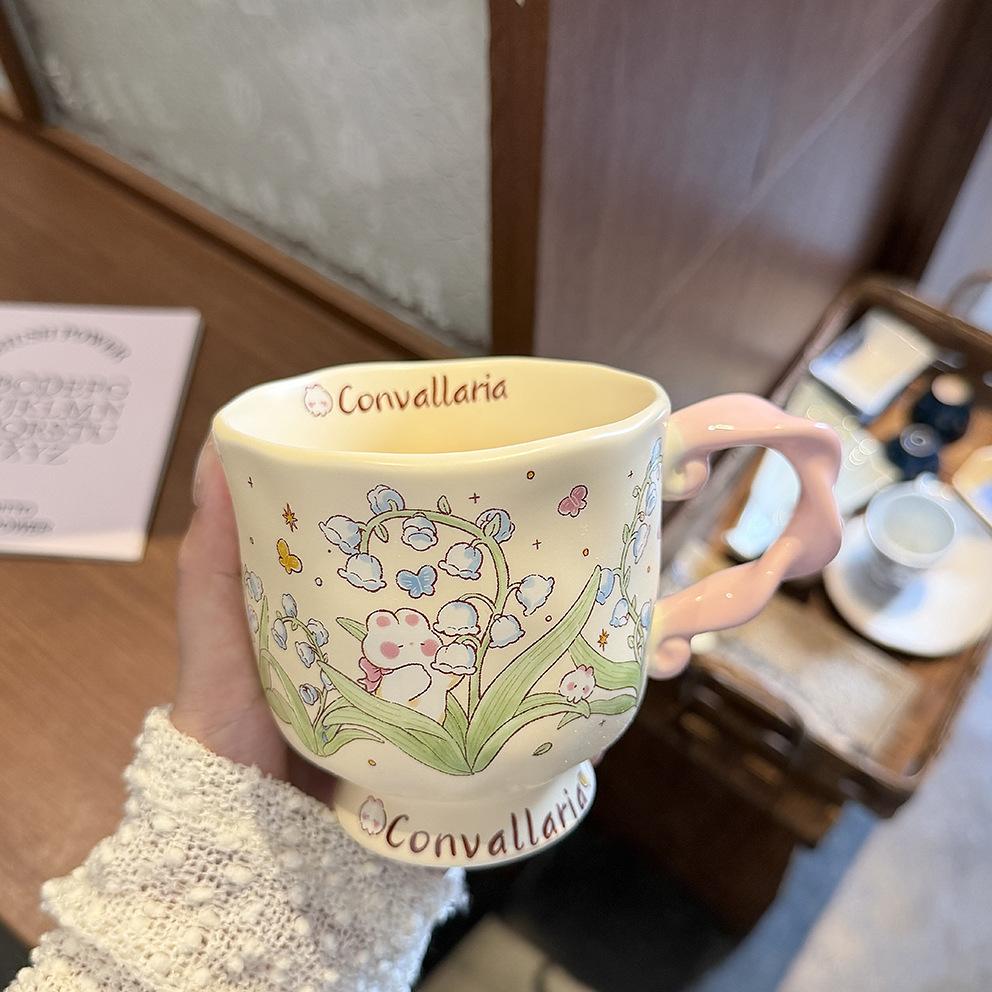 High value ins wind mug cute goblet ceramic new water cup home couple coffee breakfast cup 301-400ml