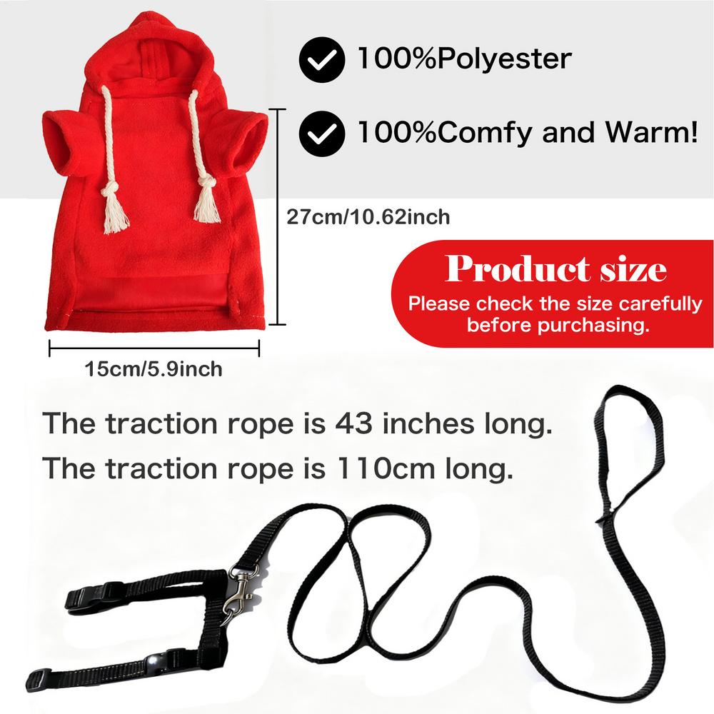 Ferret Hoodie Warm Soft Hamster Outfits With Harness Small Animal Ferret Sweater For Bunny Squirrels Chinchilla Chihuahua Pet