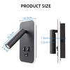 Bedside Wall Lamp with Switch and USB Port Wall Mounted Reading Spot Lights Bedroom Wall Sconce Rotatable Led Wall Light Cabinet