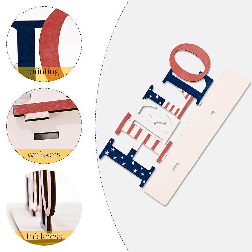 Alphabet Unique Wooden Ornament Independence Day Decor For Home And Cheer Holiday