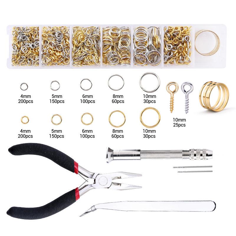 Jewelry Making Supplies Kit with Jewelry Tools Open Jump Rings Lobster Clasps Crimp Beads Screw Head Pins  Eye Pins Earing Hooks