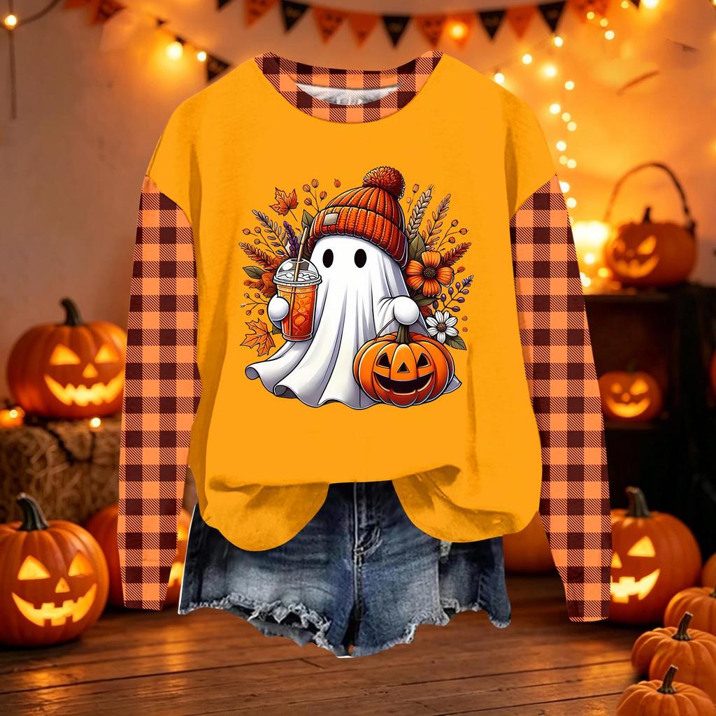 Women's Casual Long Sleeve Loose Fit Halloween Printed Sweatshirt