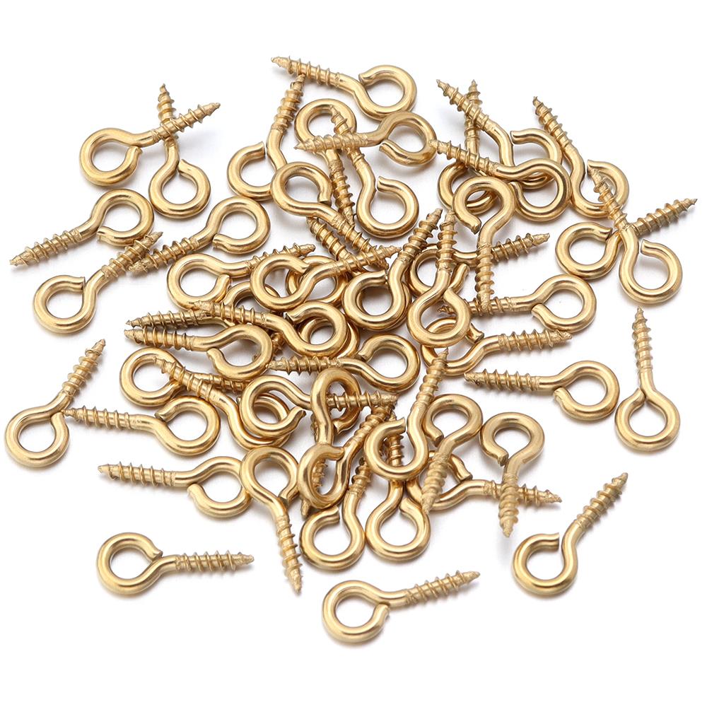20-50pcs/lot Stainless Steel Eyepin Keychain Hook Eye Pins Mini Screw Pendants DIY Threaded Pin Fitting DIY Jewelry Bracelet 5X12mm