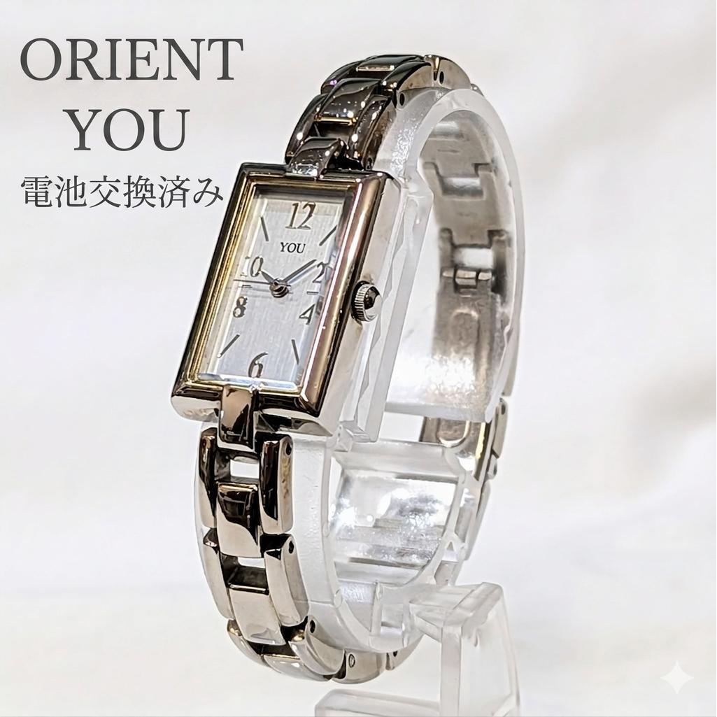 Used [ORIENT] YOU Ladies Watch Square Silver Color Battery Replaced