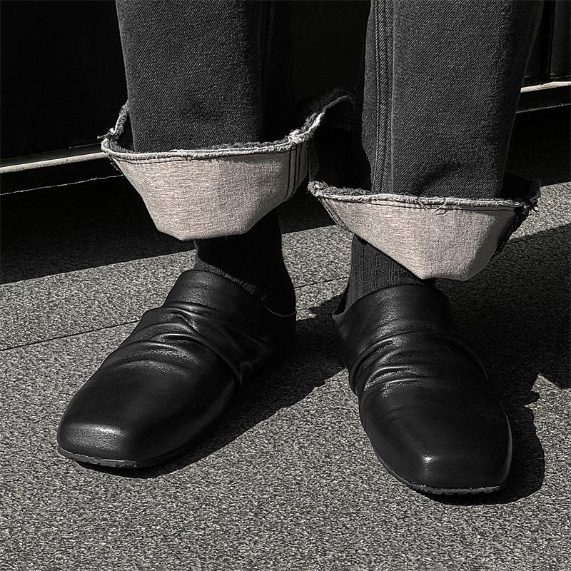 Fashion British Style Genuine Leather Men Half Drag Shoes Outdoor Flat Designer Sandals Fashion Summer Walking Shoes Plus Size Shoe38-46