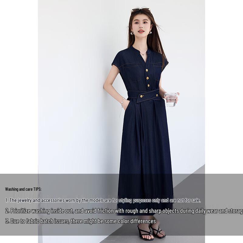 VICTORIA&VERA Faux Denim Midi Dress