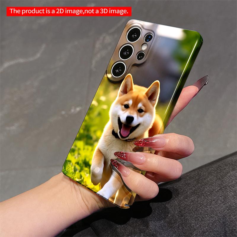2DFlat Samsung phone case Adorable Shiba Inu Puppy Running in Sunlit Garden Applicable to Galaxy S22 S23 S24 S25ULTRA S26 A12 A13 A14 A15 A16