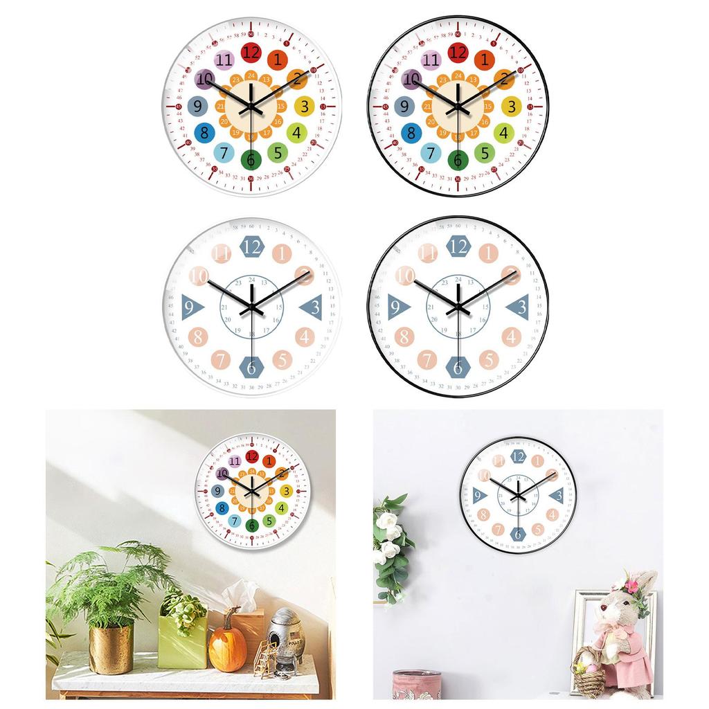 Wall Clock 8 inch Cartoon Collection Educational Tool Decorative Clocks for Walls for Bedroom Kitchen Bathroom Classroom Office