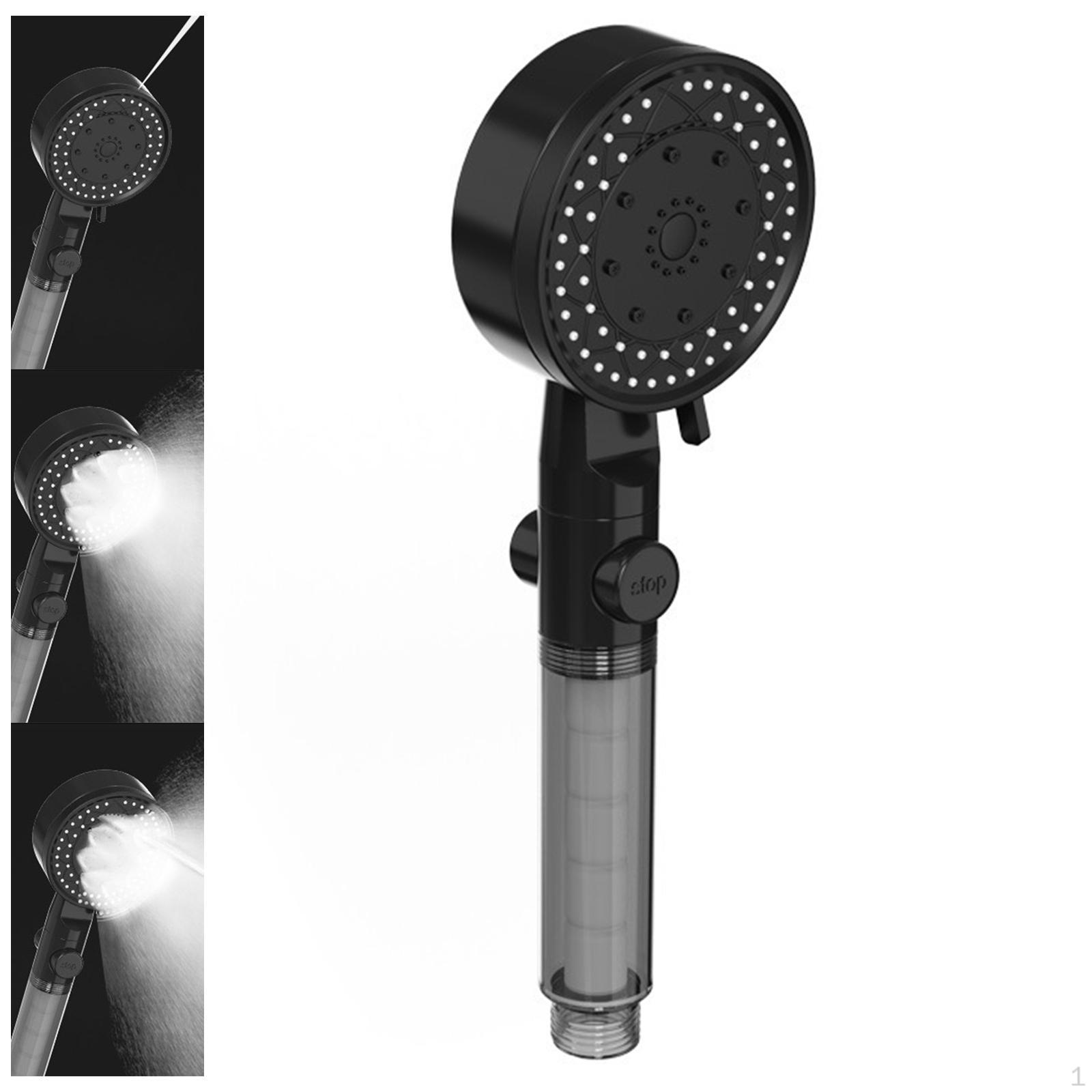 

Кнопка остановки насадки для душа высокого давления, несколько режимов распыления, мощный, портативный портативный компьютер чёрный