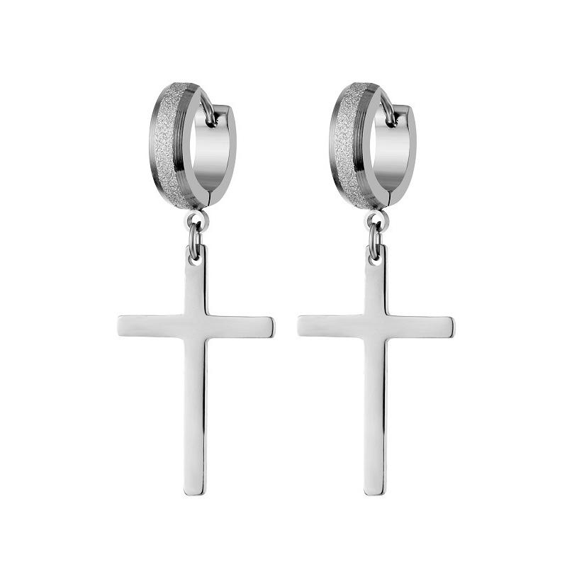 

Серьги-кольца с глазурью, простые украшения в форме креста для ушей для женщин и мужчин, аксессуары для вечеринок в стиле панк серебряный