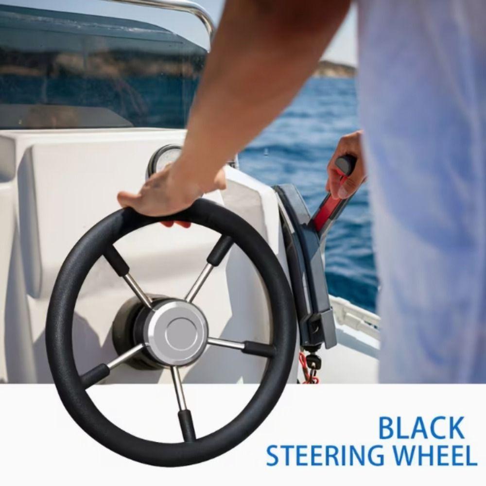 Black Foam Grip Marine Steering Wheel Stainless Steel Destroyer Steering Wheel  Pontoon Boat