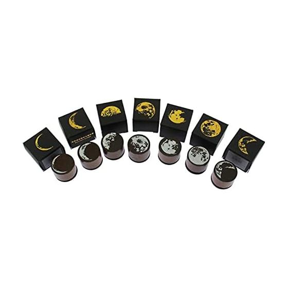 Speed mao wooden stamp stamp set of 7 types of months, full moon, crescent moon, etc.
