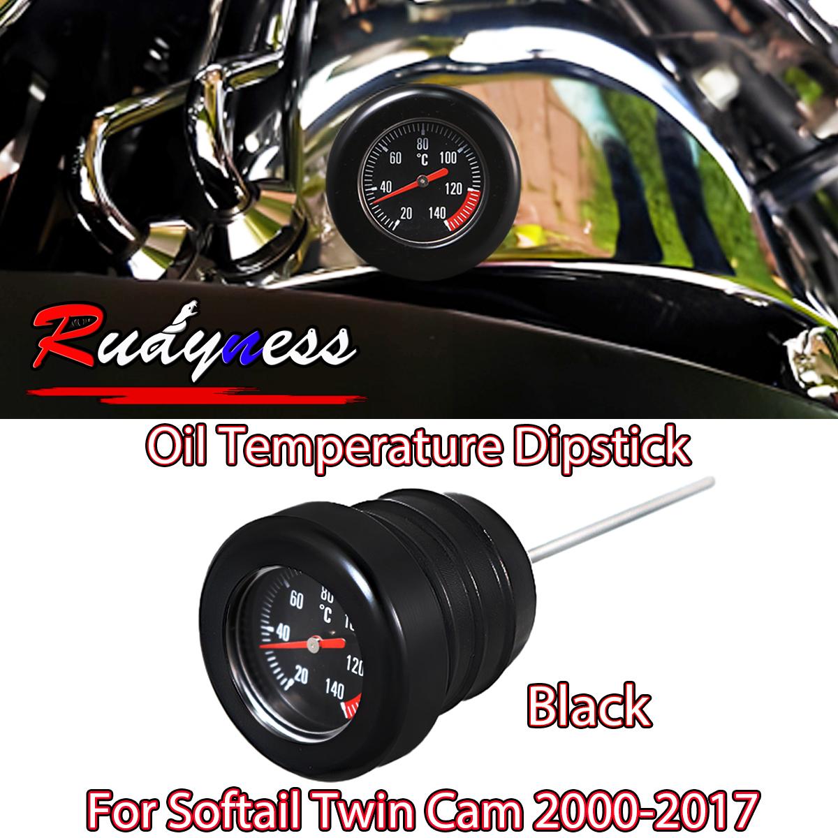 

Motorcycle Black Chrome Oil Temperature Dipstick For Harley Softail Twin Cam Fat Boy Heritage Classic Slim 2000-2017