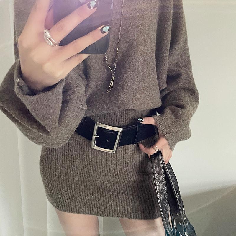 

Korean Version of Women s Wide Belt, Anti-suede Imitation Suede Square Pin Buckle, Belt Seal with Coat Simple No specification чёрный