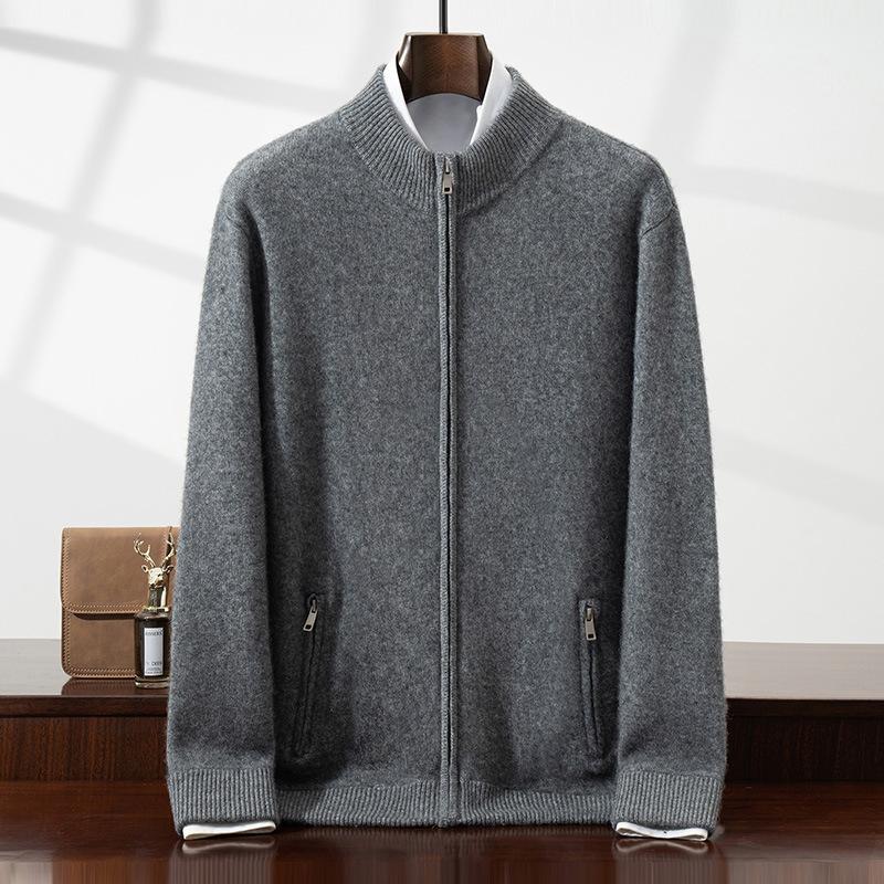 New baby small cashmere air layer cardigan knitted thickened semi-turtleneck sweater wool sweater