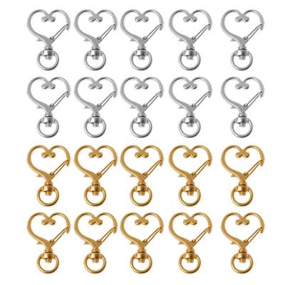 10Pcs Metal Swivel Lobster Clasp Snap Hook Heart Shape Keychain Jewelry Findings