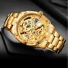 Mechanical Men's Watch Stainless Steel Automatic Skeleton Watch Waterproof Watches for Men Gifts