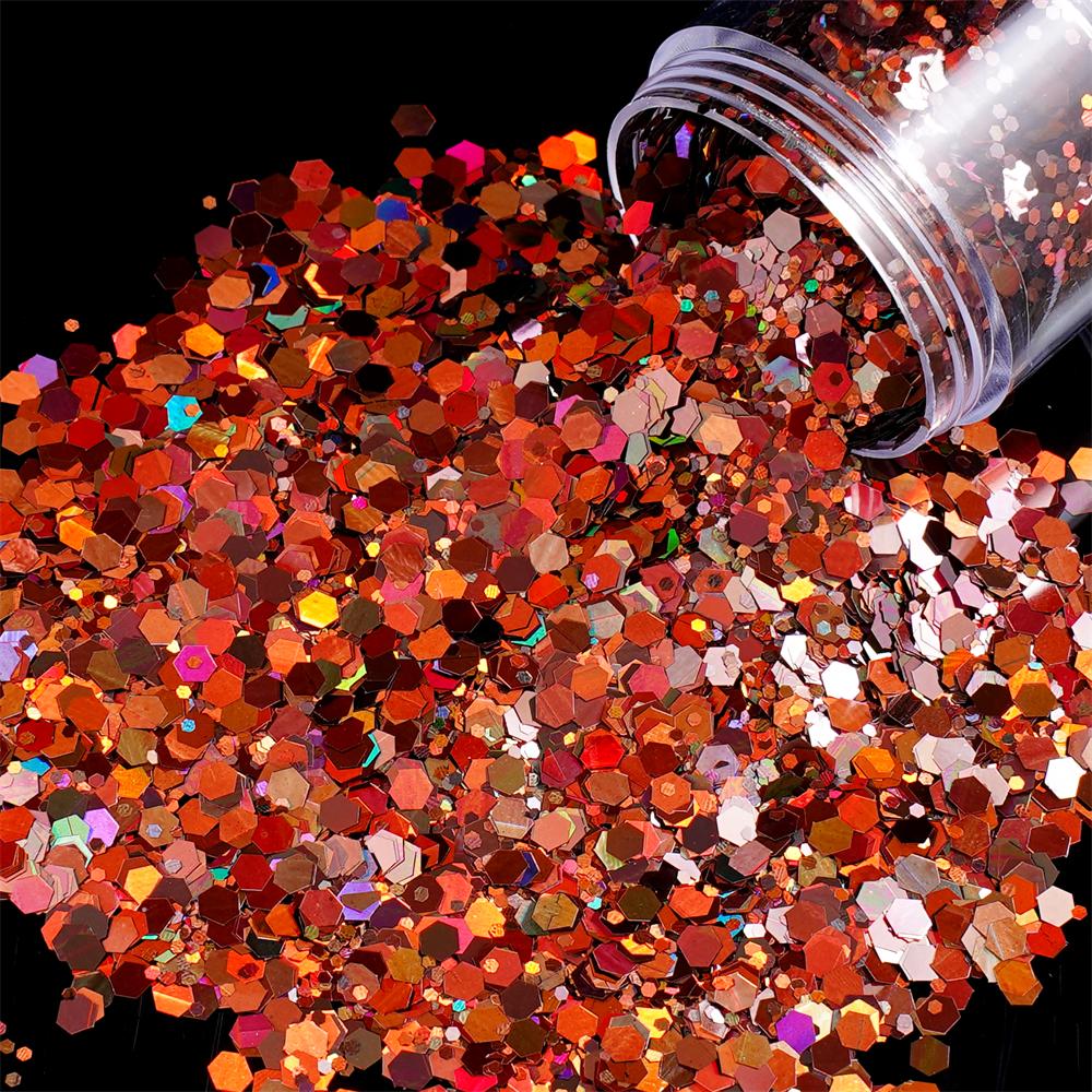 24g/Box Holographic Nail Art Glitter Hexagon Sequins Decorations Flakes Colorful Chunky Color Laser Sequins For DIY Epoxy Resin