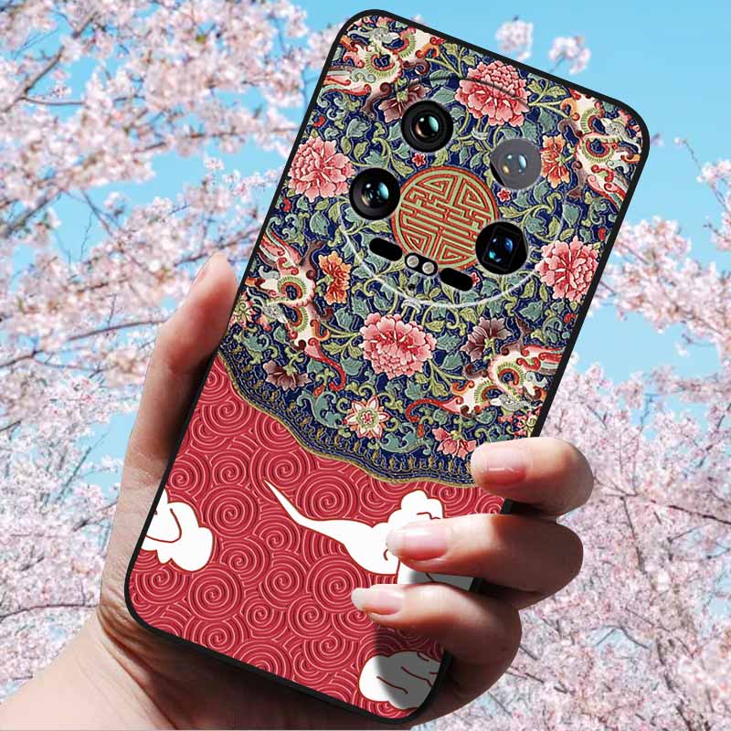 For Xiaomi 14 Ultra 5G 6.73" 14 Pro Cases Fashion 3D Retro Embossed Relief Soft TPU Siliocn Back Cover for Xiaomi 14 Capa Mi 14