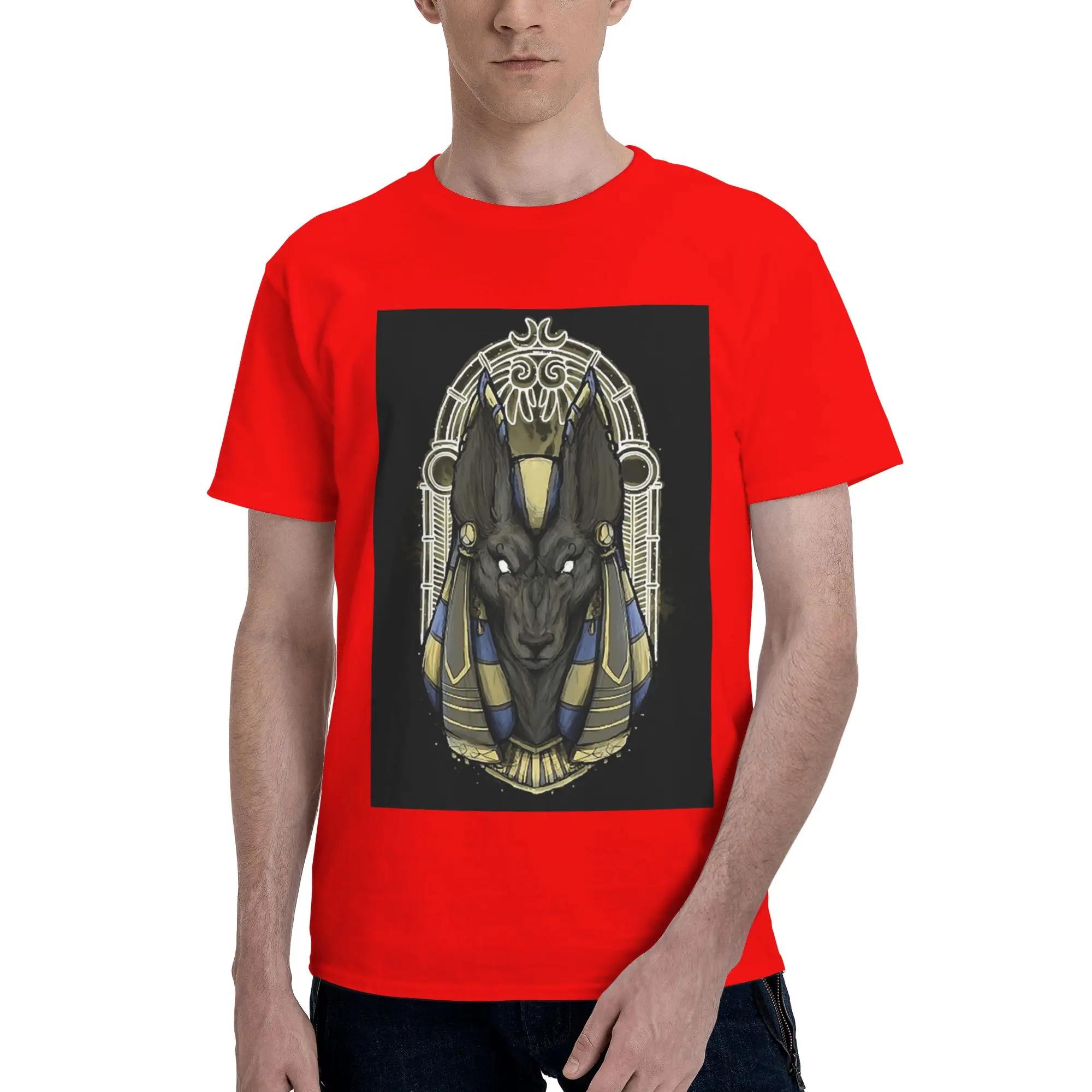 Egyptian God Anubis Art Men TShirt Plus Size T Shirts Mens Round Neck Cotton Tees Short Summer Male S