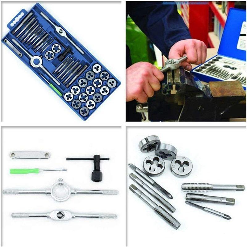 A20F-Thread Cutting Kit 40Pcs Metric Tap Die Set With Plastic Shell Thread Cutting Kit (Small Frame) Injection Molding Easy To U