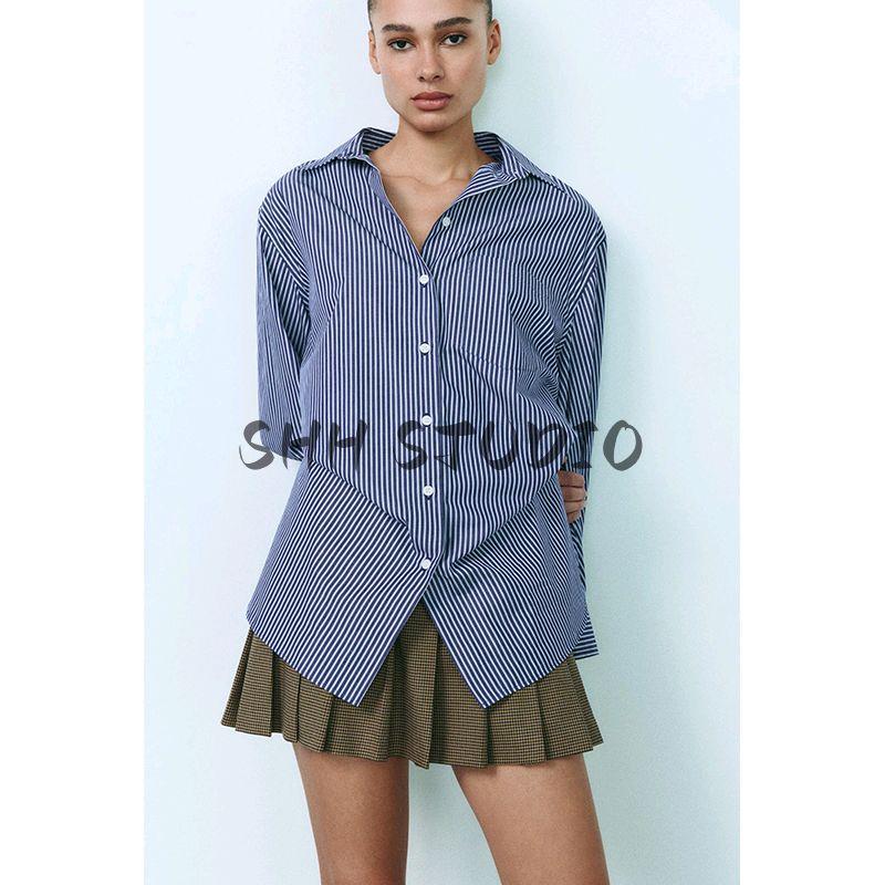 Spring New Women's Clothing Batwing Long Sleeves Loose Poplin Shirt Tops 2020458 4764020