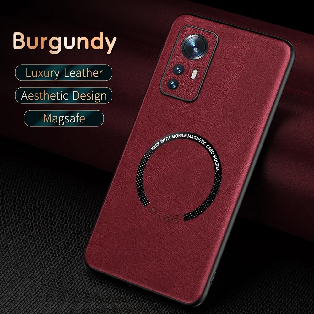For Xiaomi 12 12X 12s 12 Pro 12s Pro 12s U Fine-Hole PU Cow Pattern Leather Outer Magnetic Ring Soft Edge Anti-Drop Phone Case