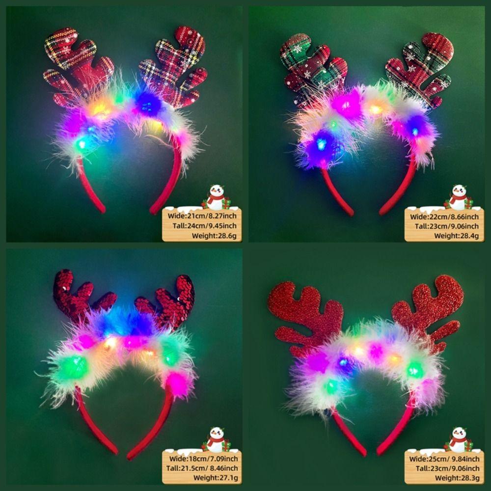 LED LED Light Christmas Headband Antlers Xmas Tree Snowflake Hair Band  New Year's Eve